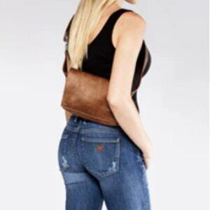 Ayda & Co. Brown Leather Crossbody Flap Bag EUC